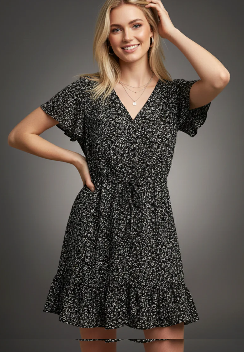 Black and White Floral Dress