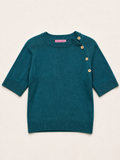 Fine-knit 100% Organic Cotton Raglan Blouse with Bamboo Buttons