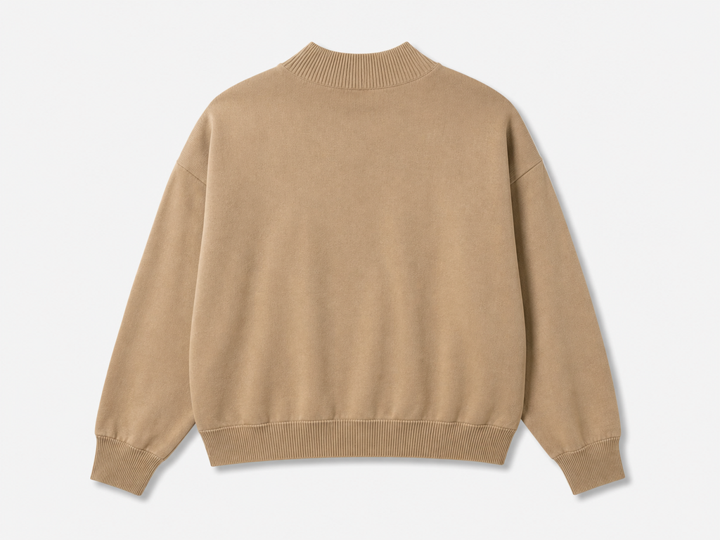 Design Embroidered Moch Turtle Neck 2-Ply, 100% Organic Cotton Sweater