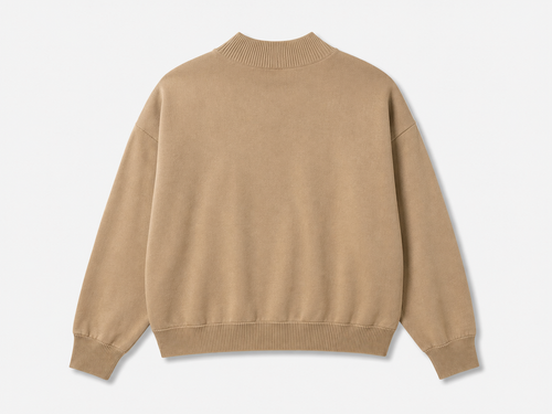 Design Embroidered Moch Turtle Neck 2-Ply, 100% Organic Cotton Sweater
