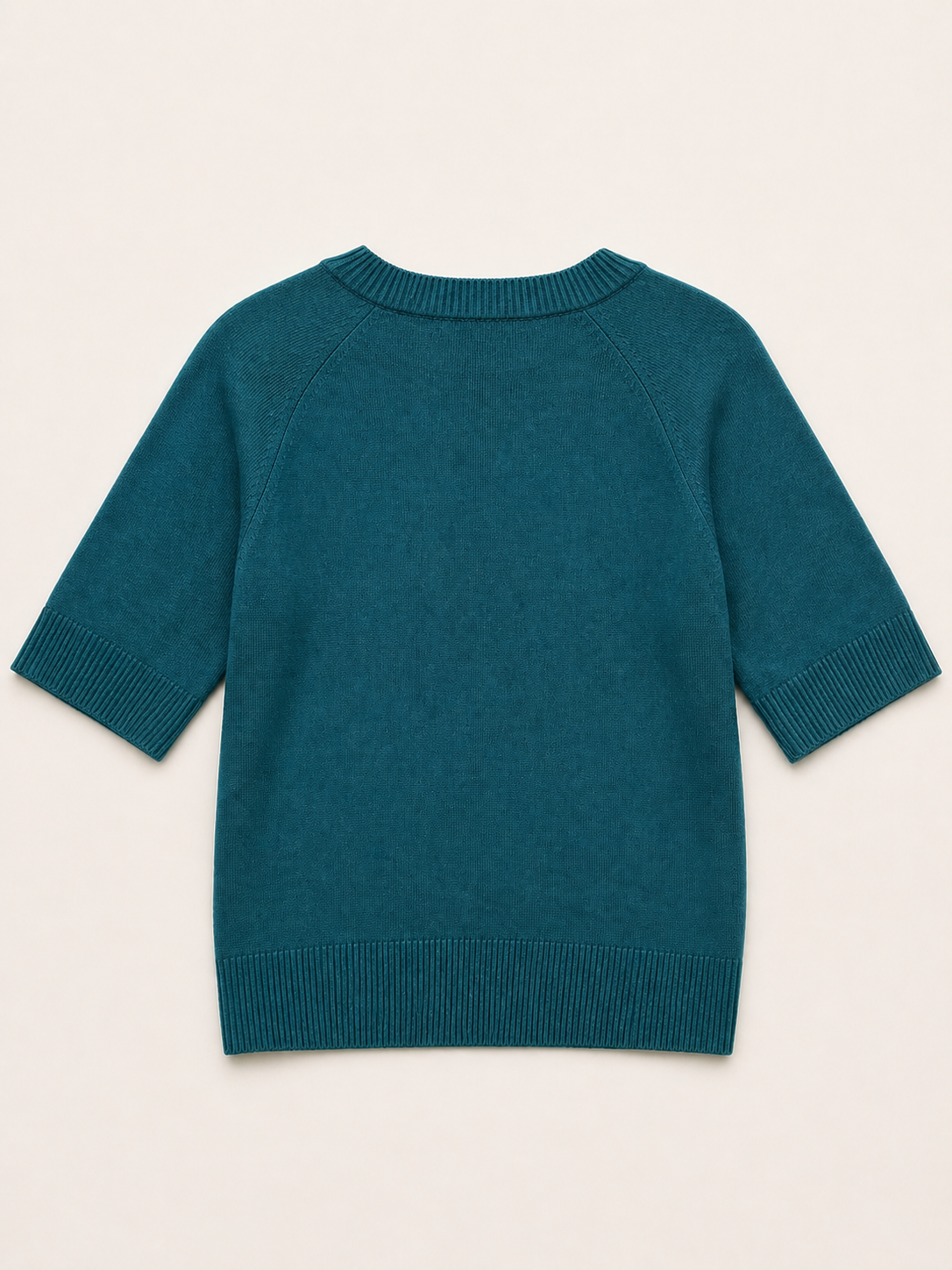 Fine-knit 100% Organic Cotton Raglan Blouse with Bamboo Buttons