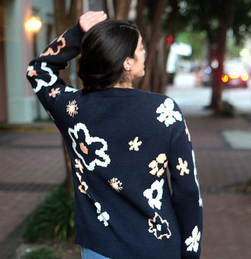 Daisy Jacquard Knit Sweater 100% Organic Cotton