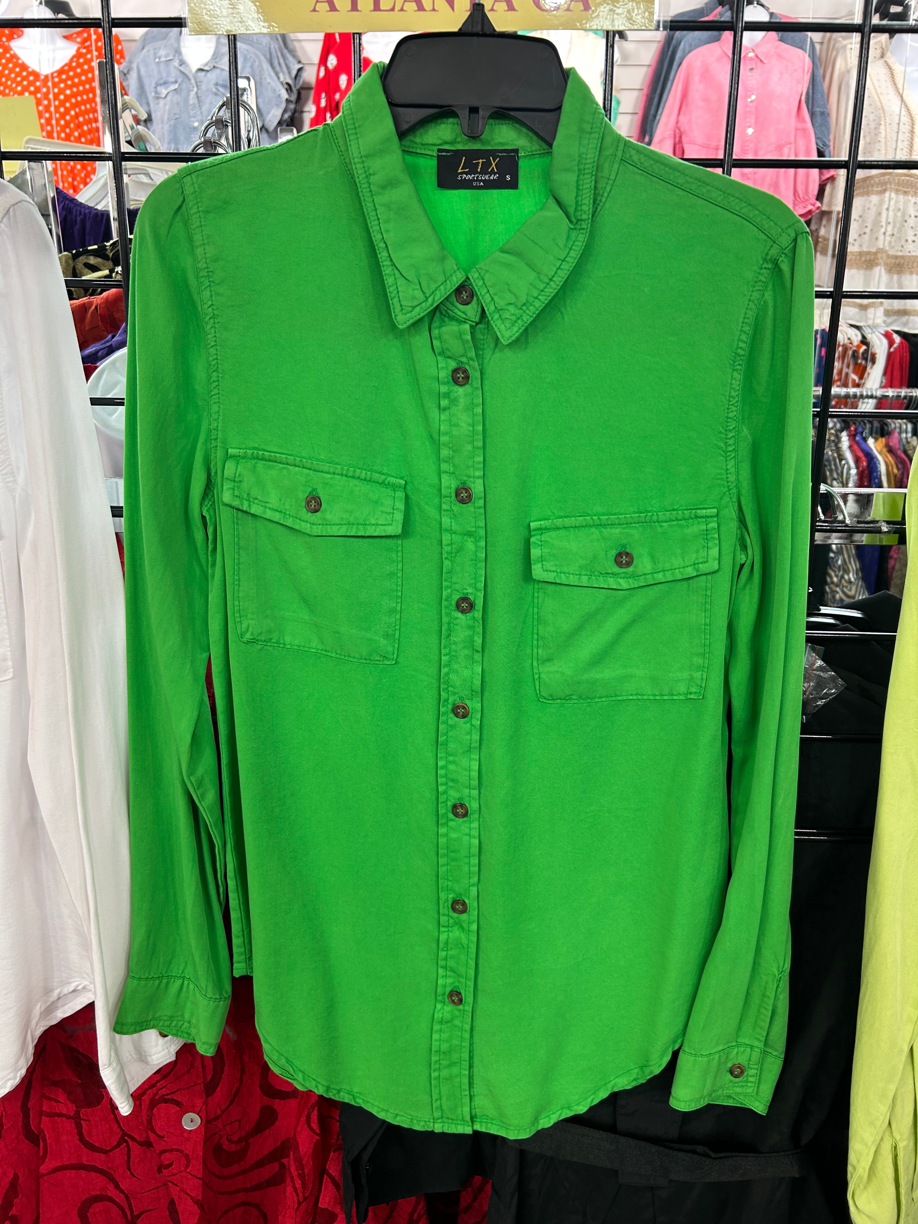 Tencel Button-Up Shirt with Roll-Tab Sleeves