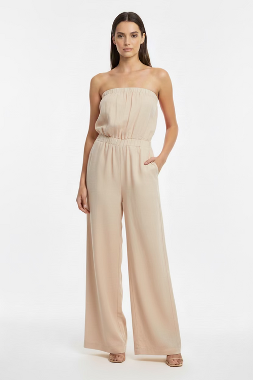 100% Linen Strapless Pant Suit with Pockets