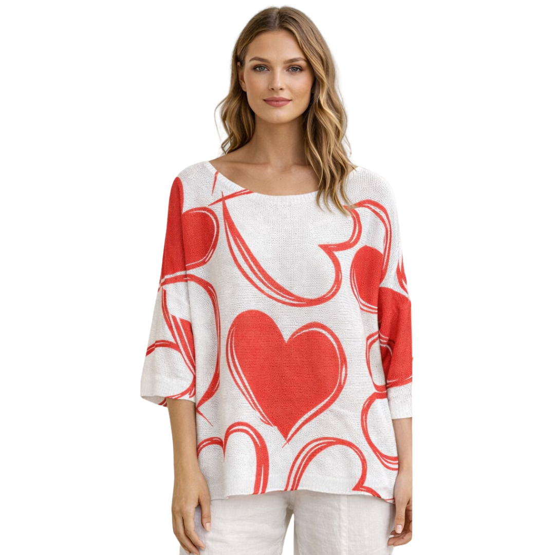 Hearts Graphic Linen Tee