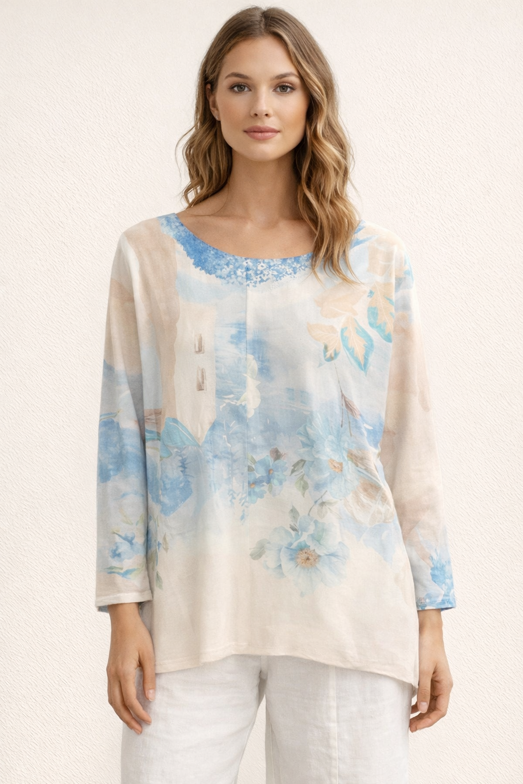 Pastel Woven Knitted LS Viscose Top