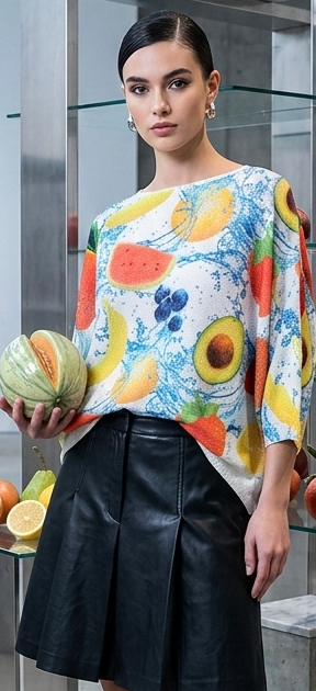 Fruit Graphic Linen Tee