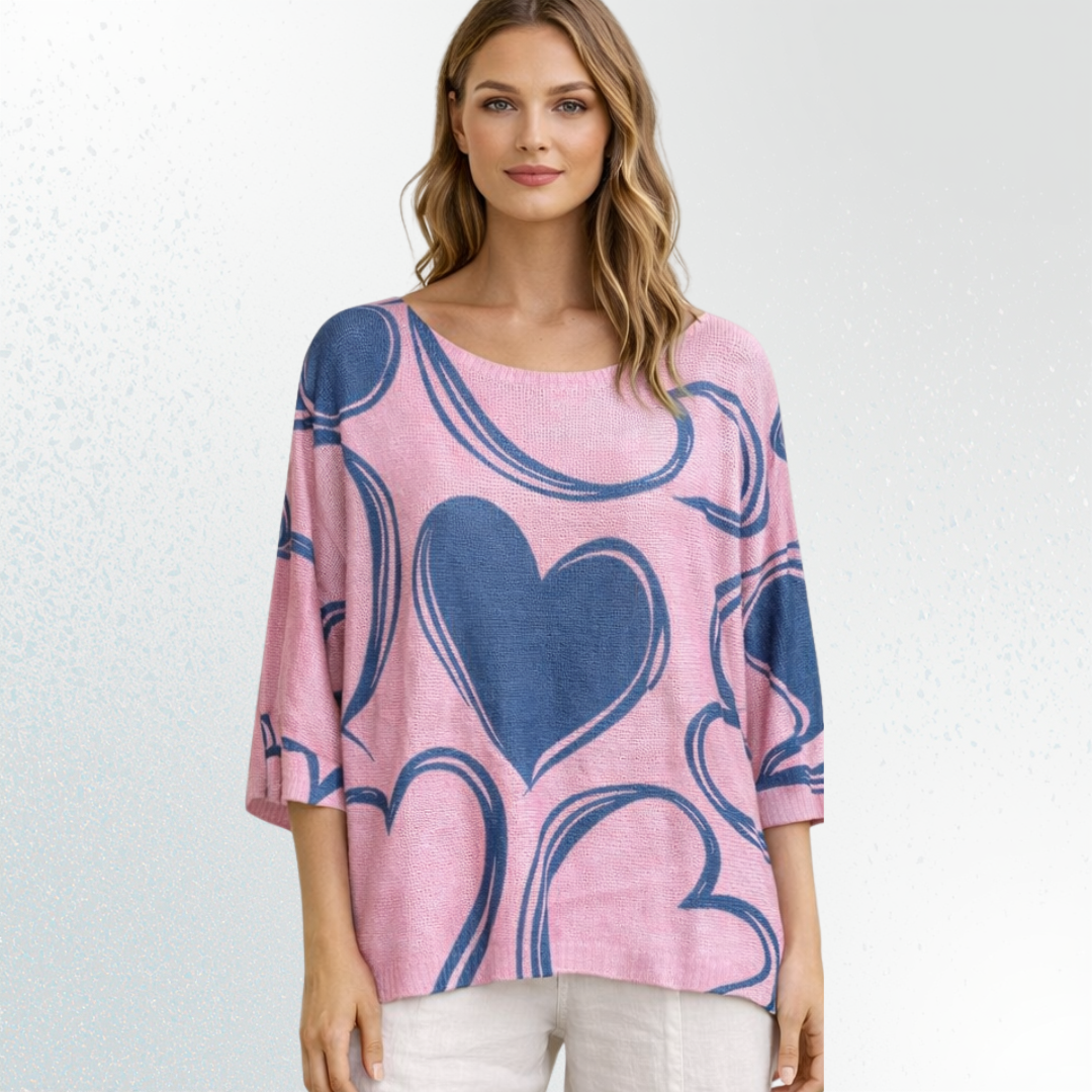 Hearts Graphic Linen Tee
