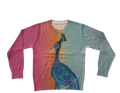 Lightweight Peacock Printed Long-Sleeve Crew Neck Sweater