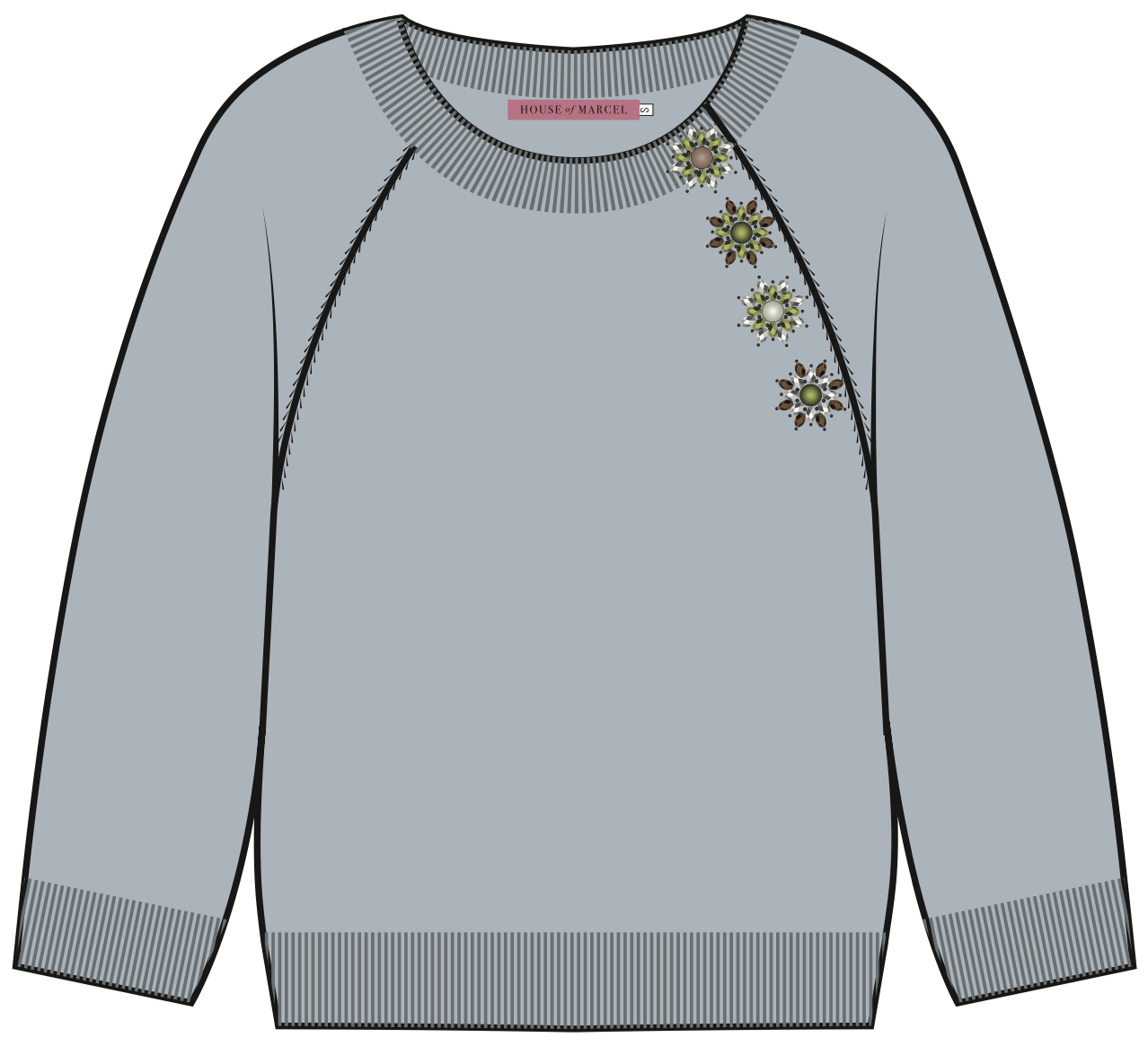 Cashmere Raglan Sweater w/Gold Buttons